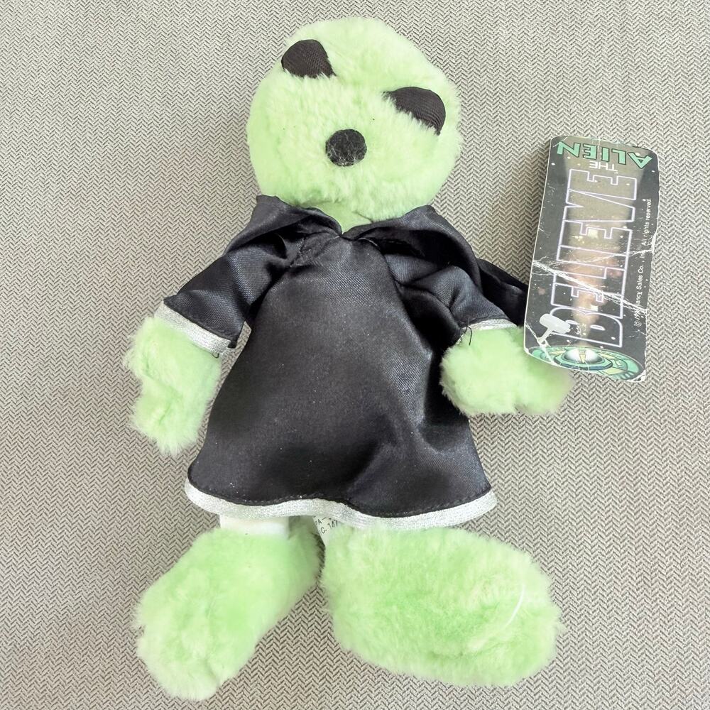 Vintage 1996 Nanco Alien Plush Green Stuffed Toy Black Robe Original Tag